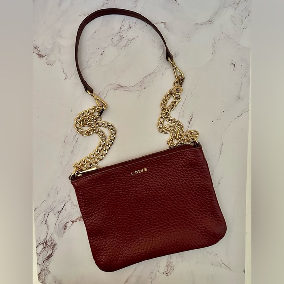 LODIS Merlot Chain And Leather Medium Crossbody Bag - Picture 1 of 9